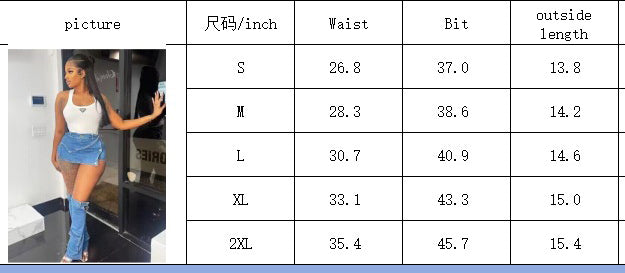 Fashion Sexy Tight Fitting Women's Trendy Solid Color Elastic Button Denim Short Skirt 10