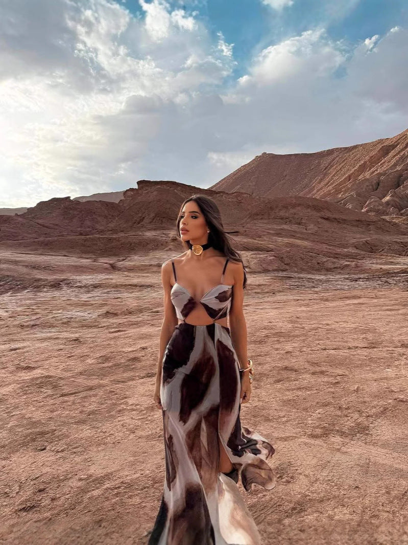 Women's Spring & Summer Fashion Tie-Dye Sexy Frontless Strap Sleeveless Maxi Dress For Holidays 3