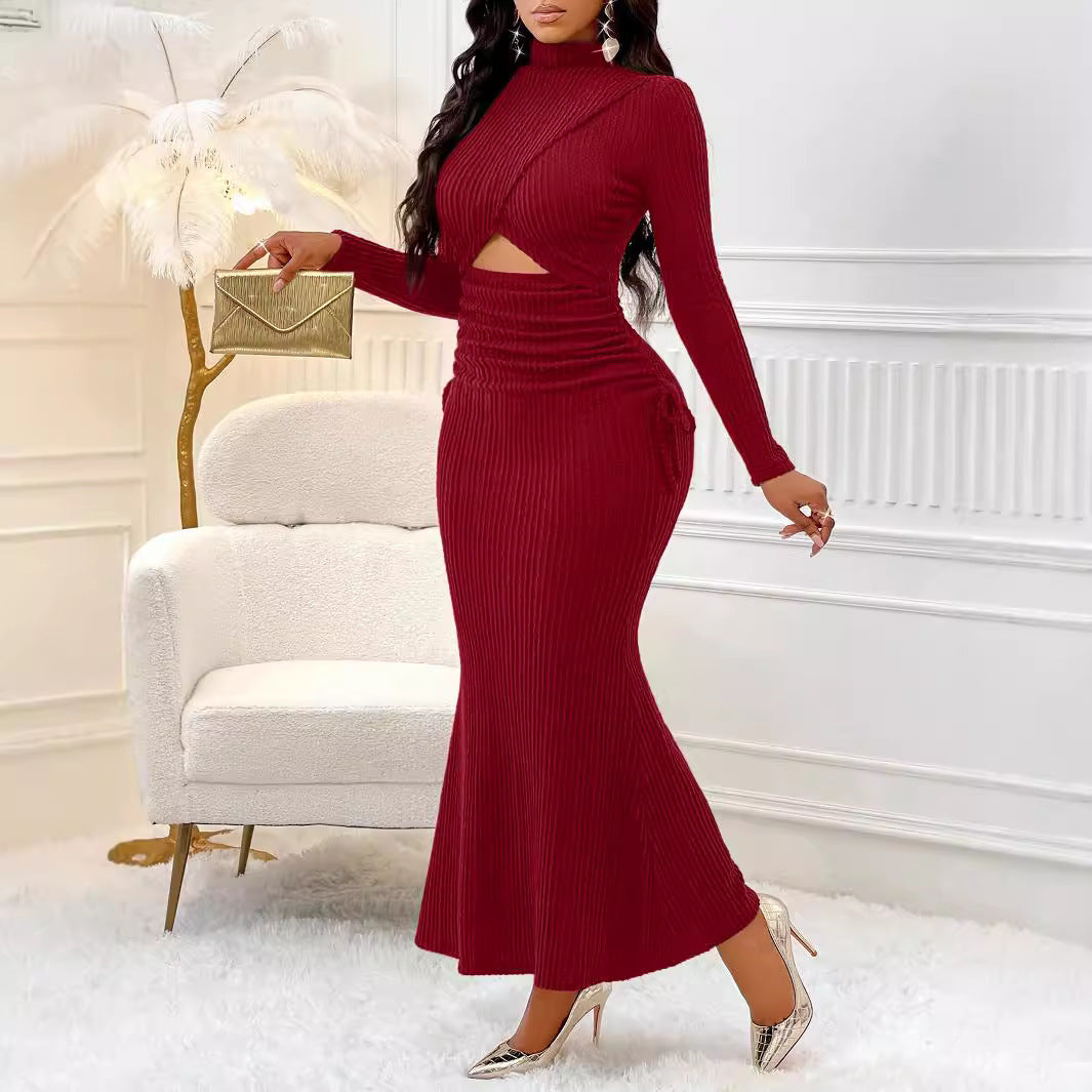 Women autumn Round Neck dress 4