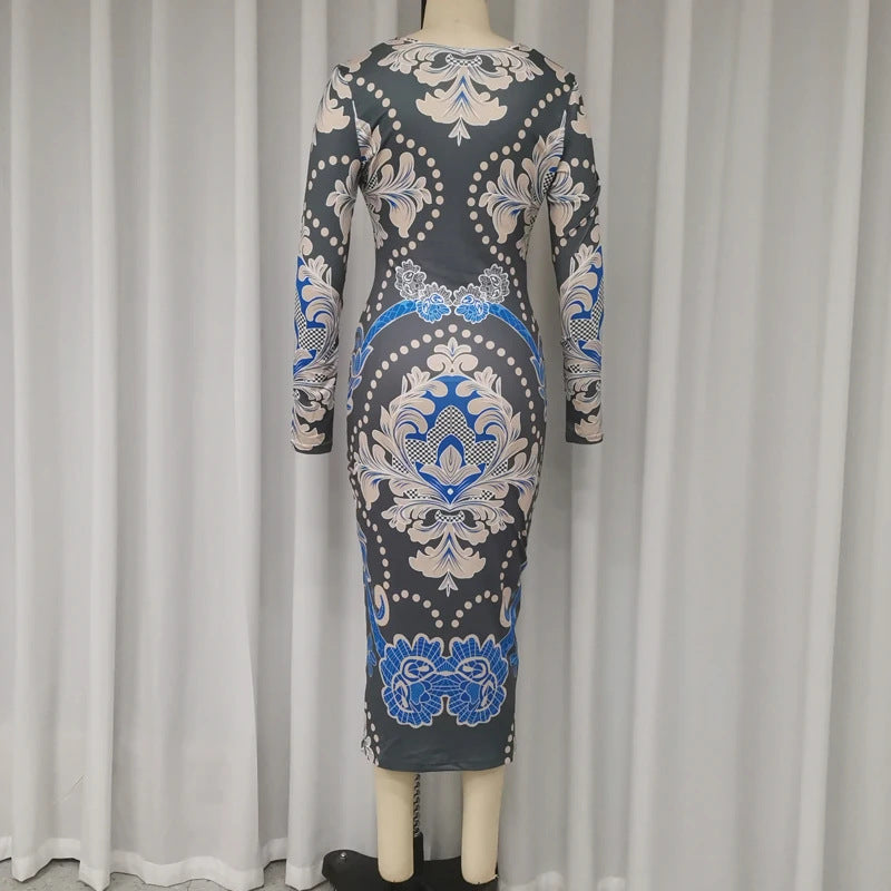 Women Fall Bohemian V-neck Sexy Maxi Dress 6