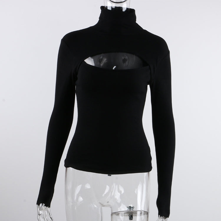 Winter Black Turtleneck Cut Out Knit Basic Top 5