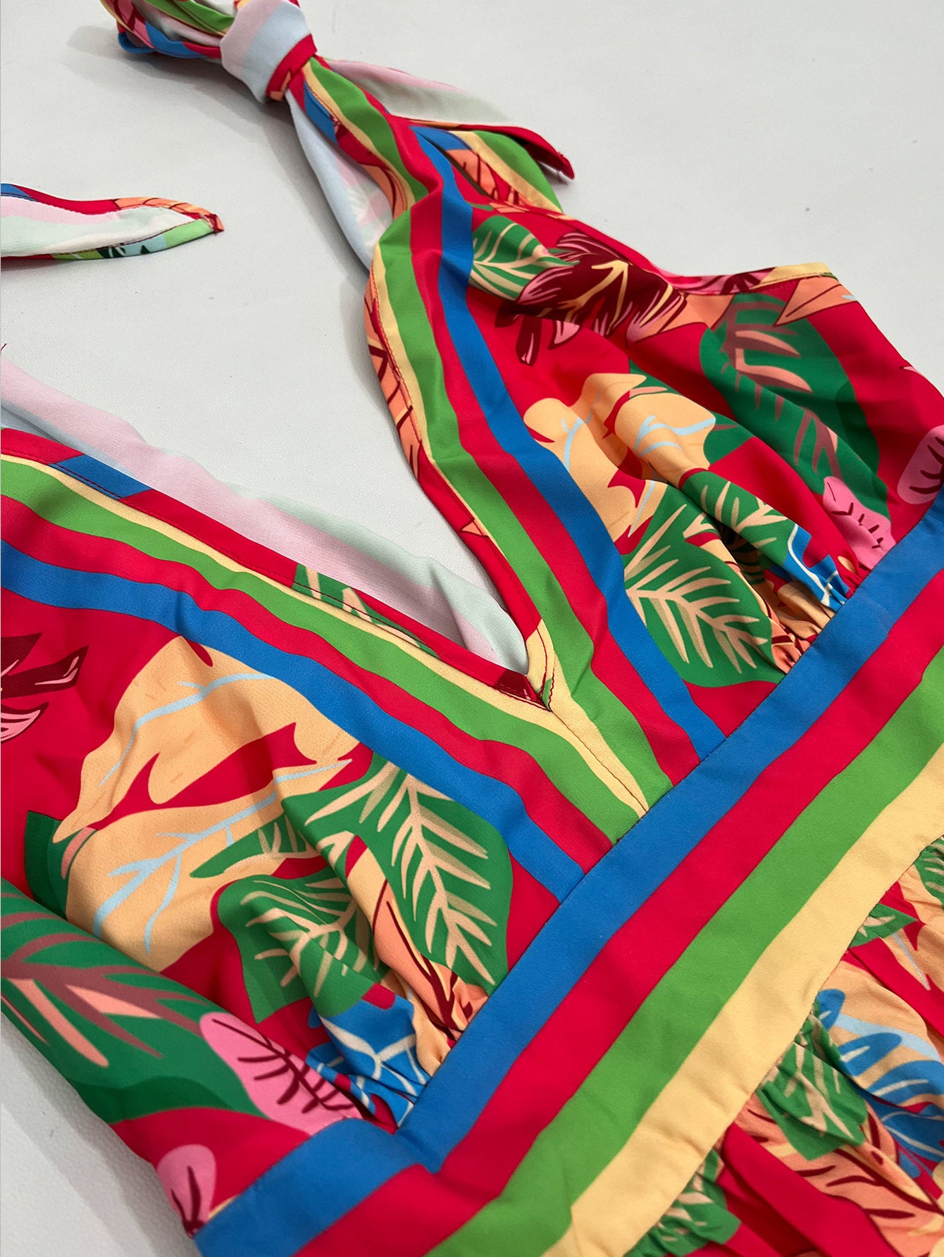 Plus Size Printed V-Neck Strap Maxi Dress 7