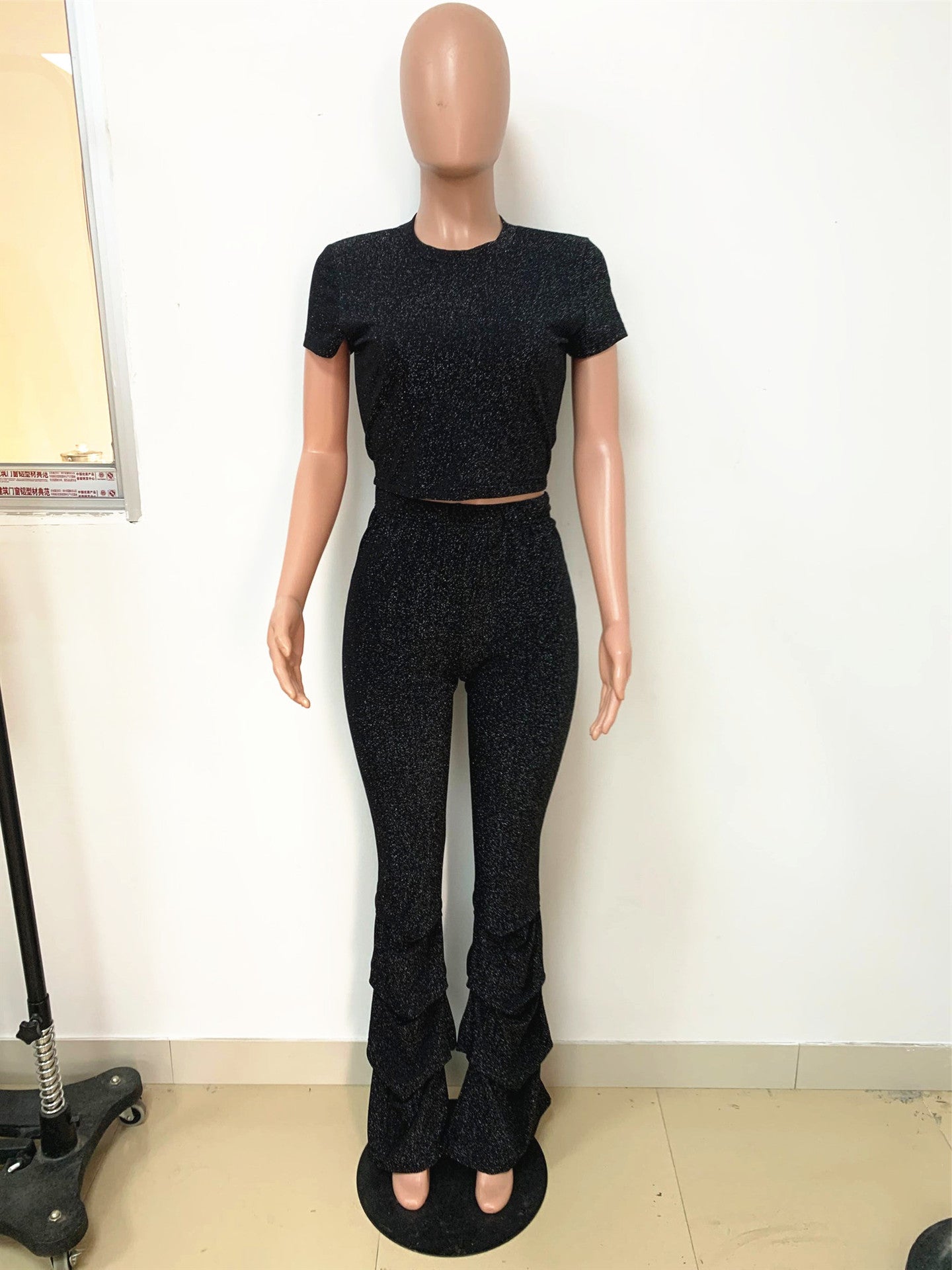 Summer Sporty Ruffle Short-Sleeve Two-Piece Pants Set 8