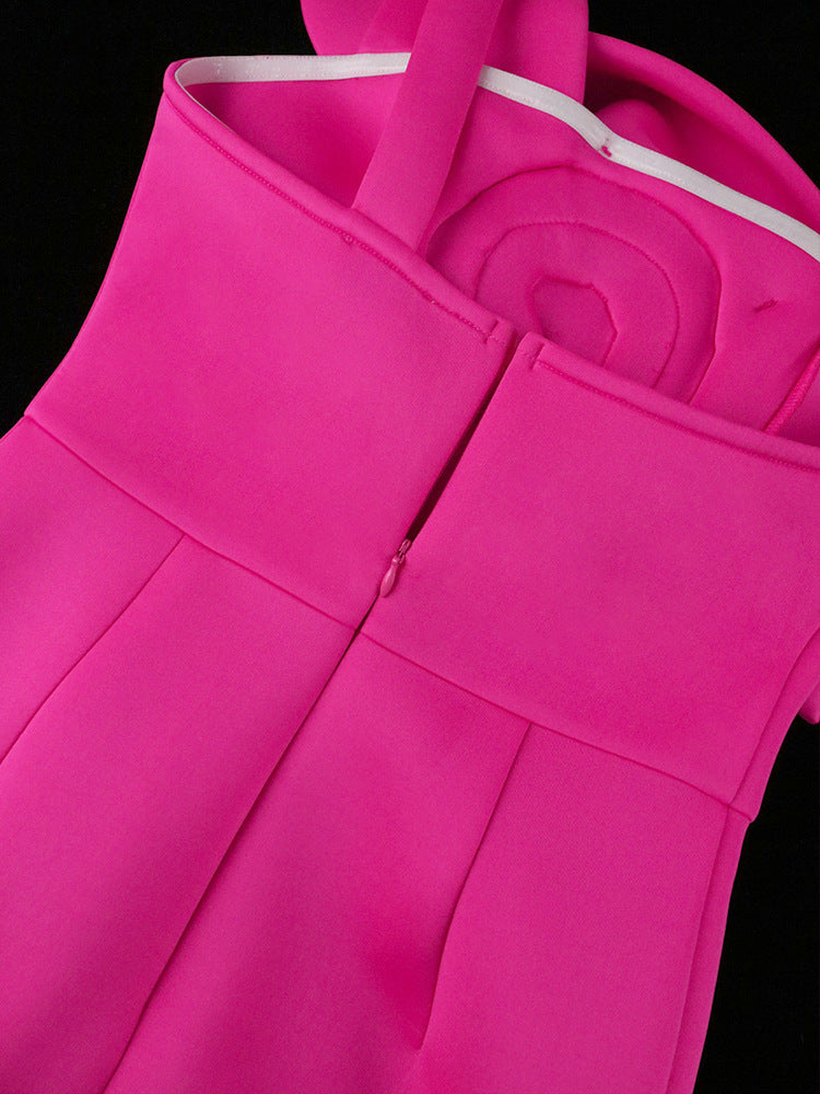 One Shoulder Flower High Waist Formal Party Dress 22