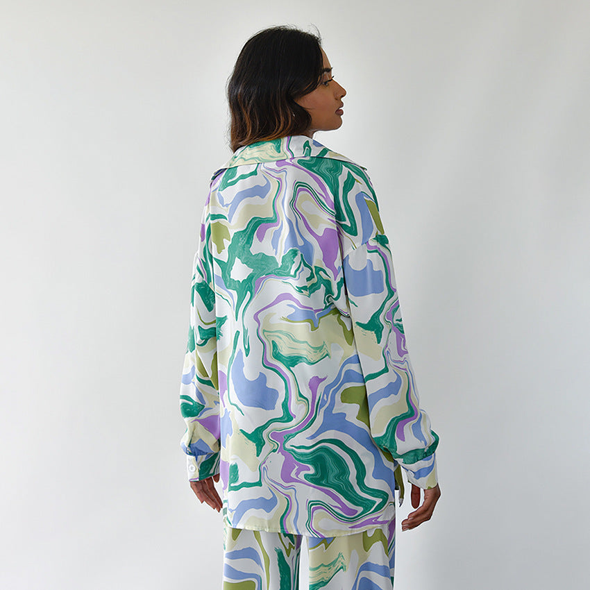 Autumn and winter fashion print suit street trend Career Chic women's two-piece suit 5