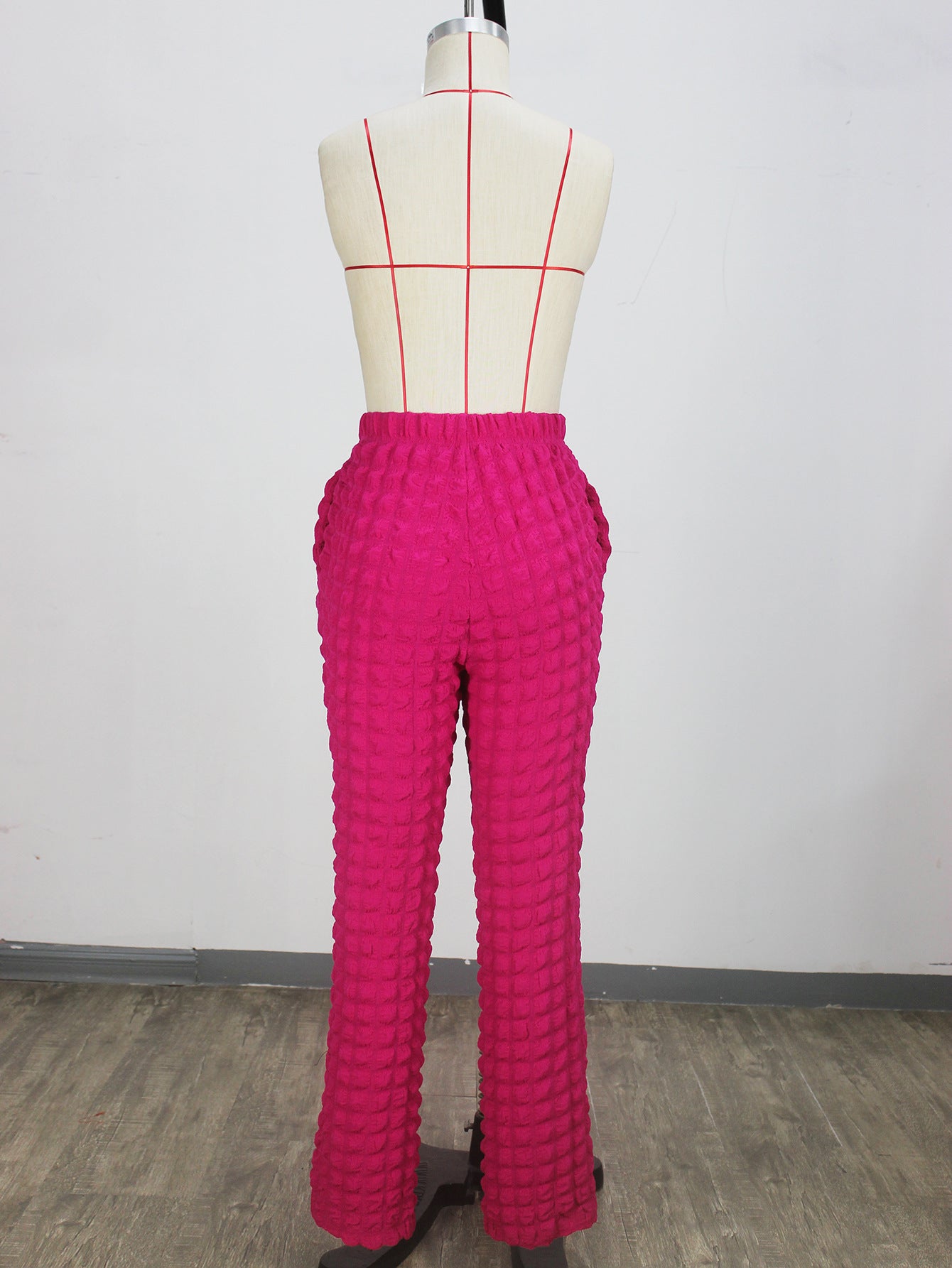 Women's Casual Bubble Fabric Elastic Waist Tight-Fitting Pants 7