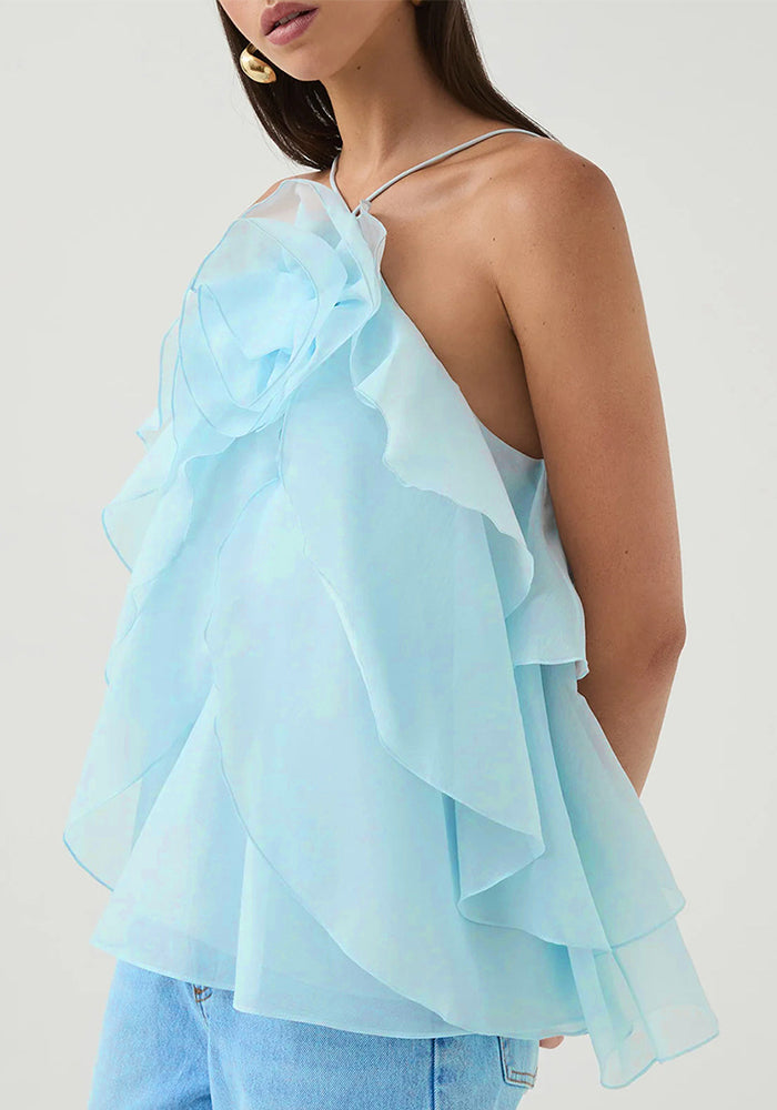 Women ruffled Halter Neck sleeveless suspender top