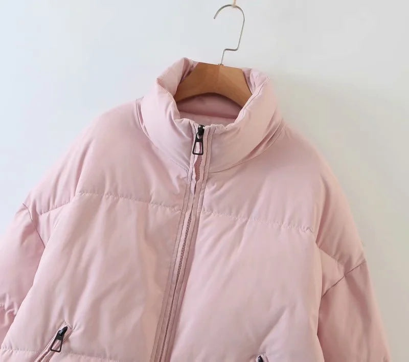 women's winter style fashion Stand Collar zipper pocket warm cotton-padded jacket 47