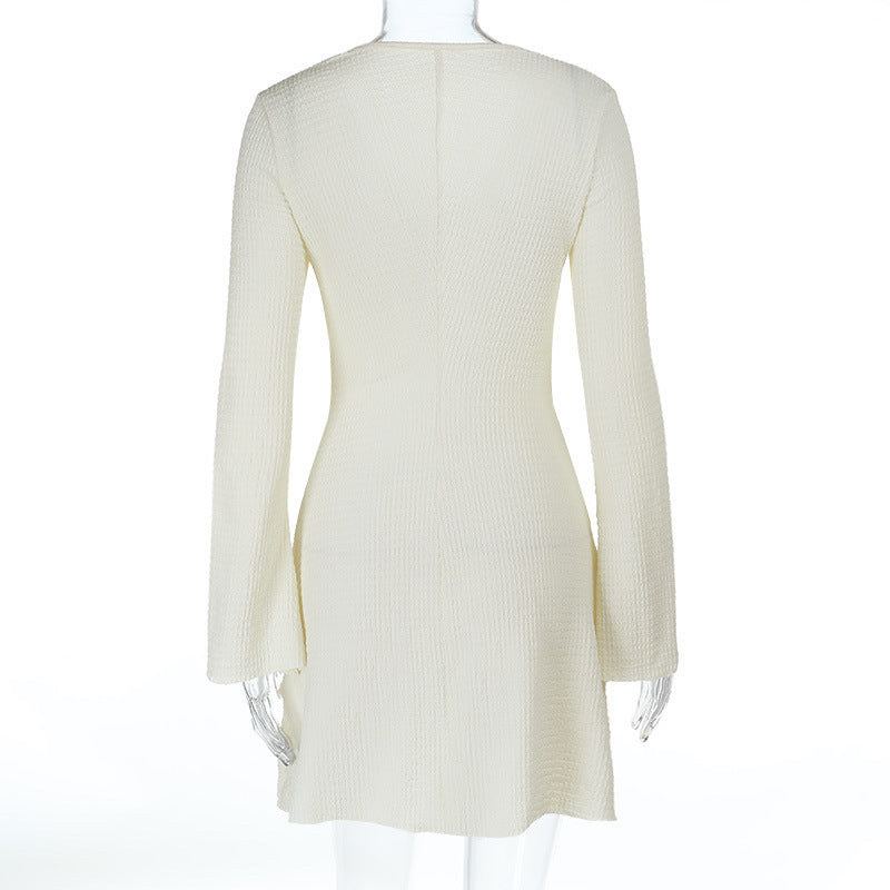 Women Fall Metal Buttoned Beach Holidays Cutout Dress 8