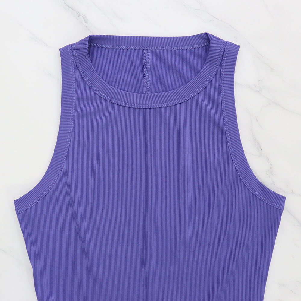 Women's Tight Fitting Dress Round Neck Sleeveless Midi Sexy Slim Bodycon Dress 6