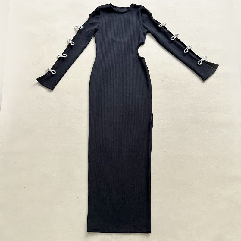 Women Bow Hollow Long Dress 16