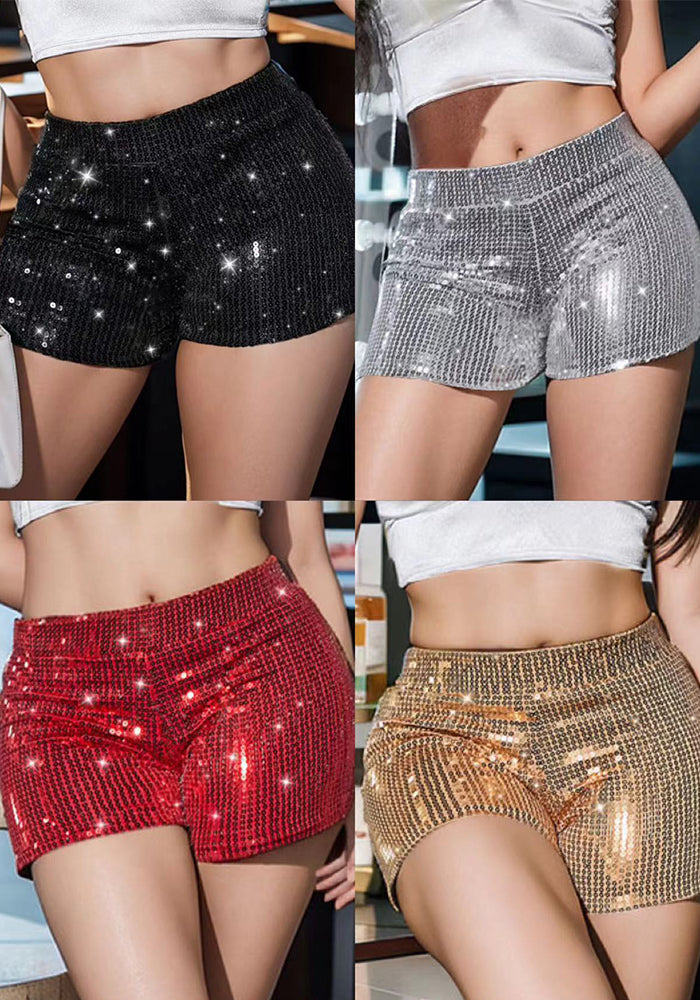 Women sexy stretch sequin shorts