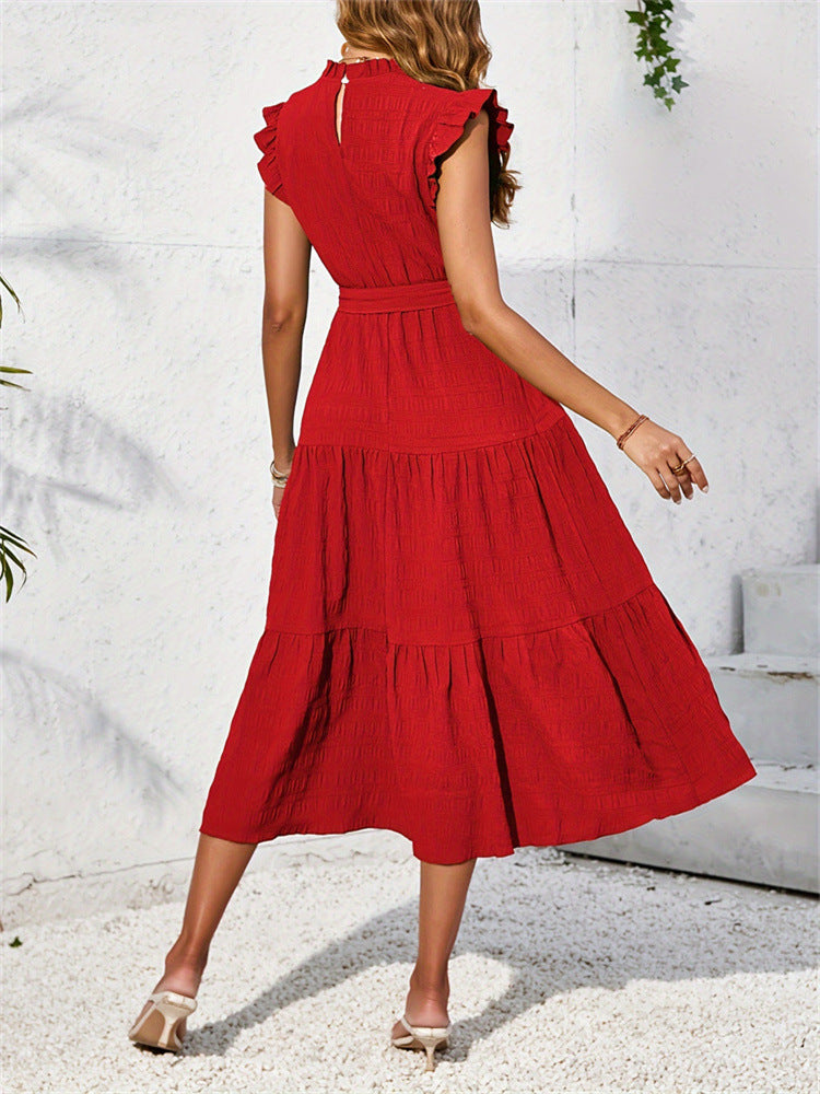 Women Summer Holidays Ruffle Layered Cake Dress 5