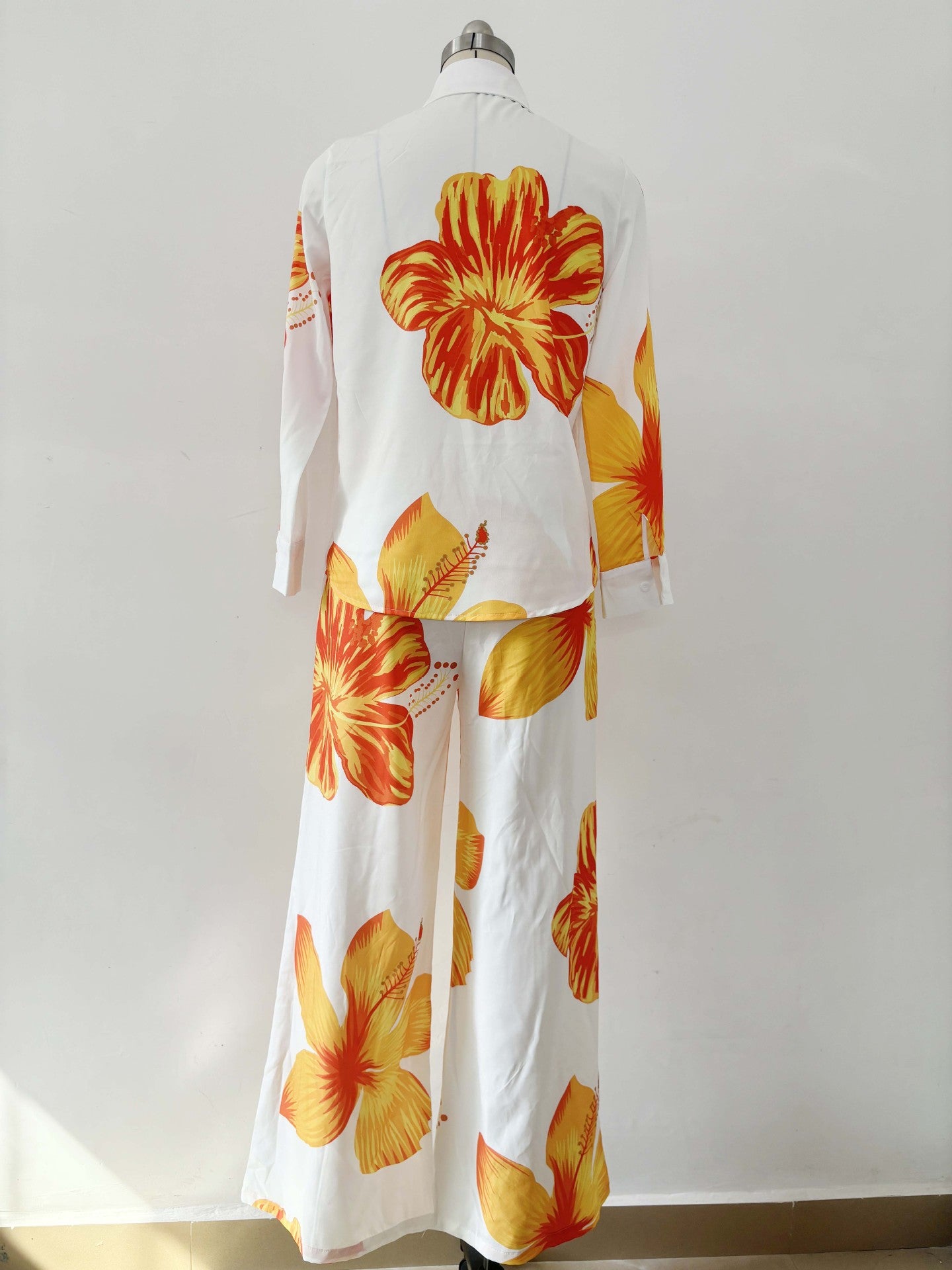 Women printed shirt and wide-leg pants Casual two-piece set 15