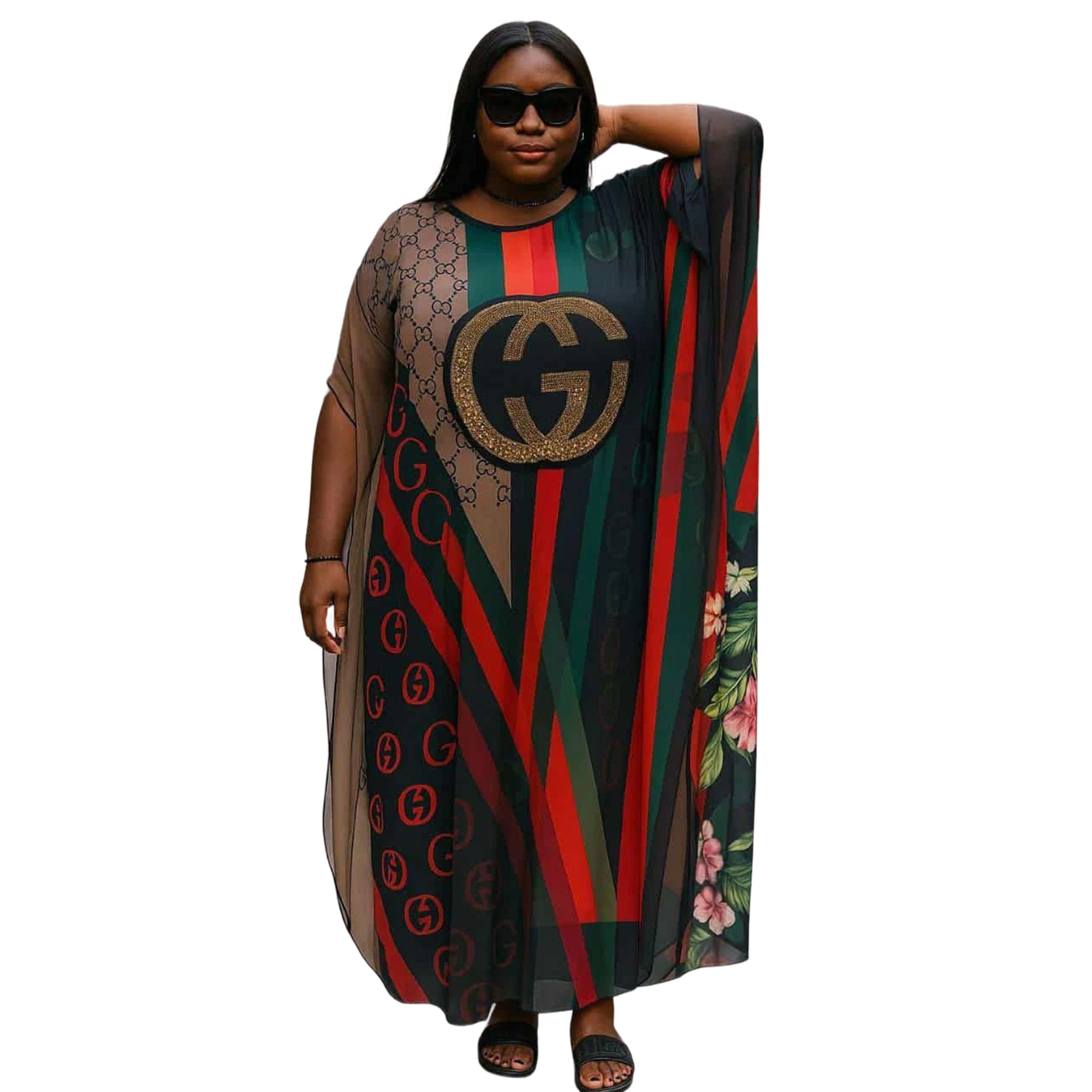 Women's Fashion Beach Holiday Printed Sexy See-Through Mesh Sleeveless Maxi Dress 19