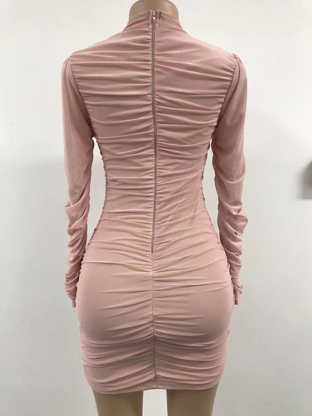 Women Long Sleeve Mesh Mini Dress 9