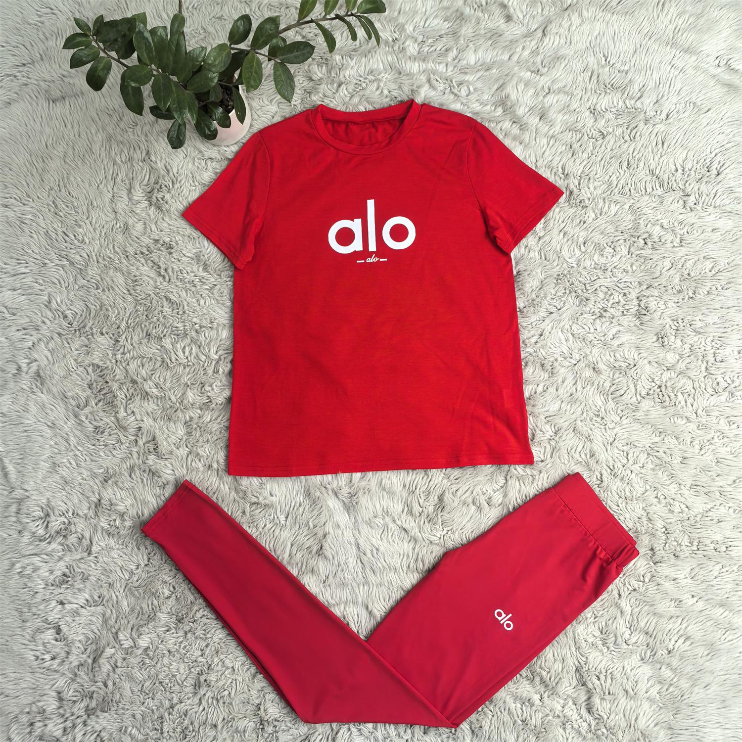 Fashion Cotton Round Neck Short-Sleeve Top & High-Stretch Quick-Dry Yoga Pants Set 9