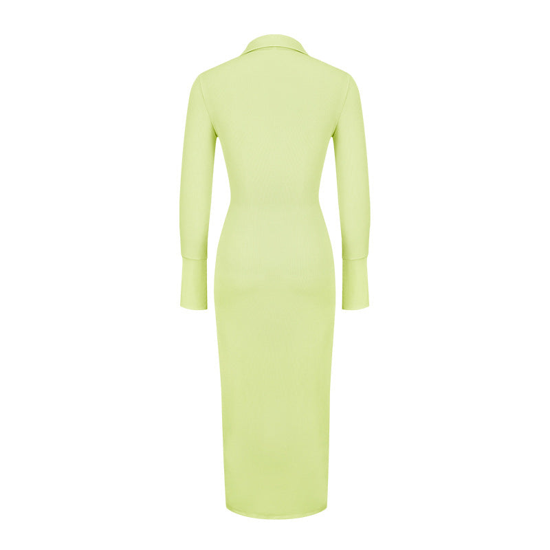 Sexy Button Long-Sleeved Midi Dresses For Women 9