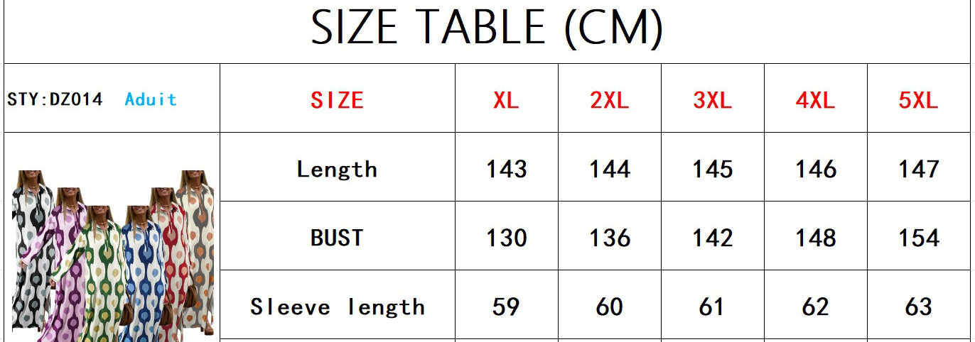 Plus Size Women Turndown Collar Long Sleeve Slit Loose Dress 18