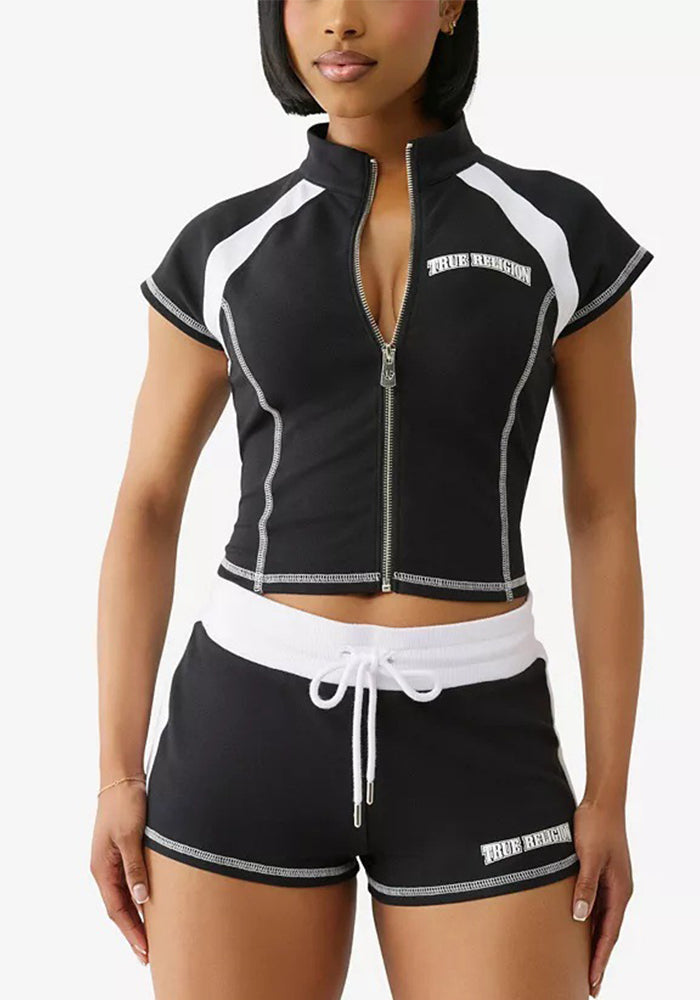 Street Style Zip-Up Casual Sporty Tee & Shorts Set 4