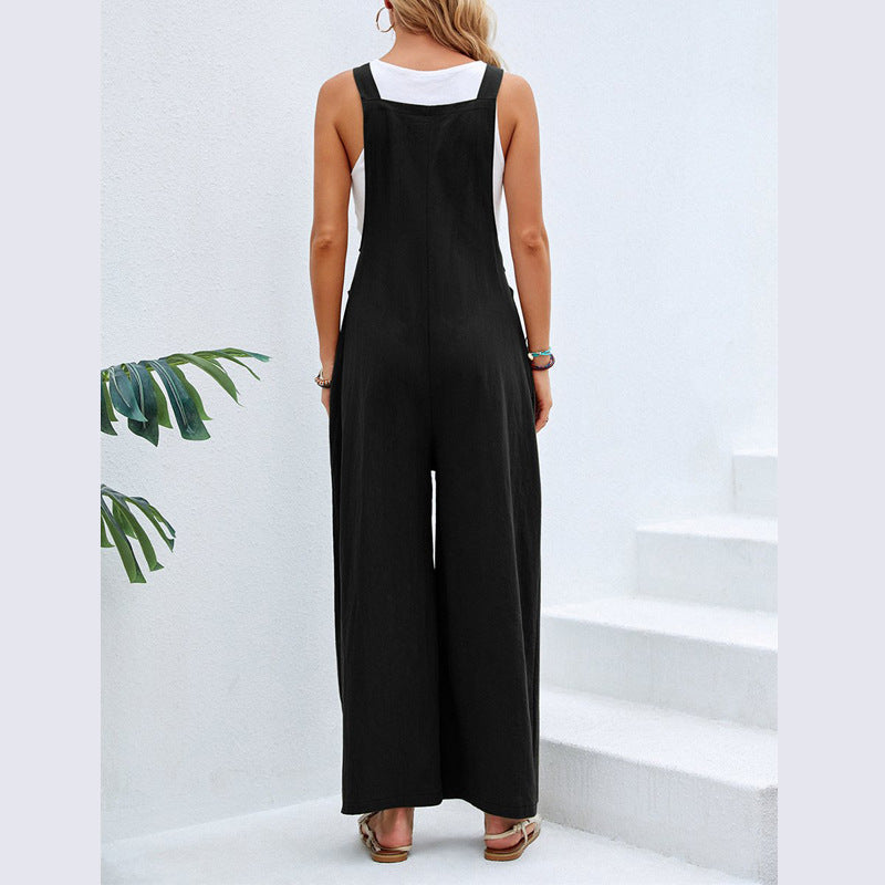 Women Solid Casual Overalls 13