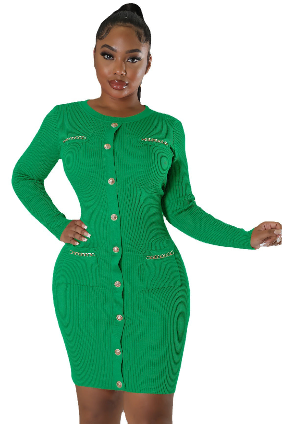 Women Round Neck Knitting Dress 18