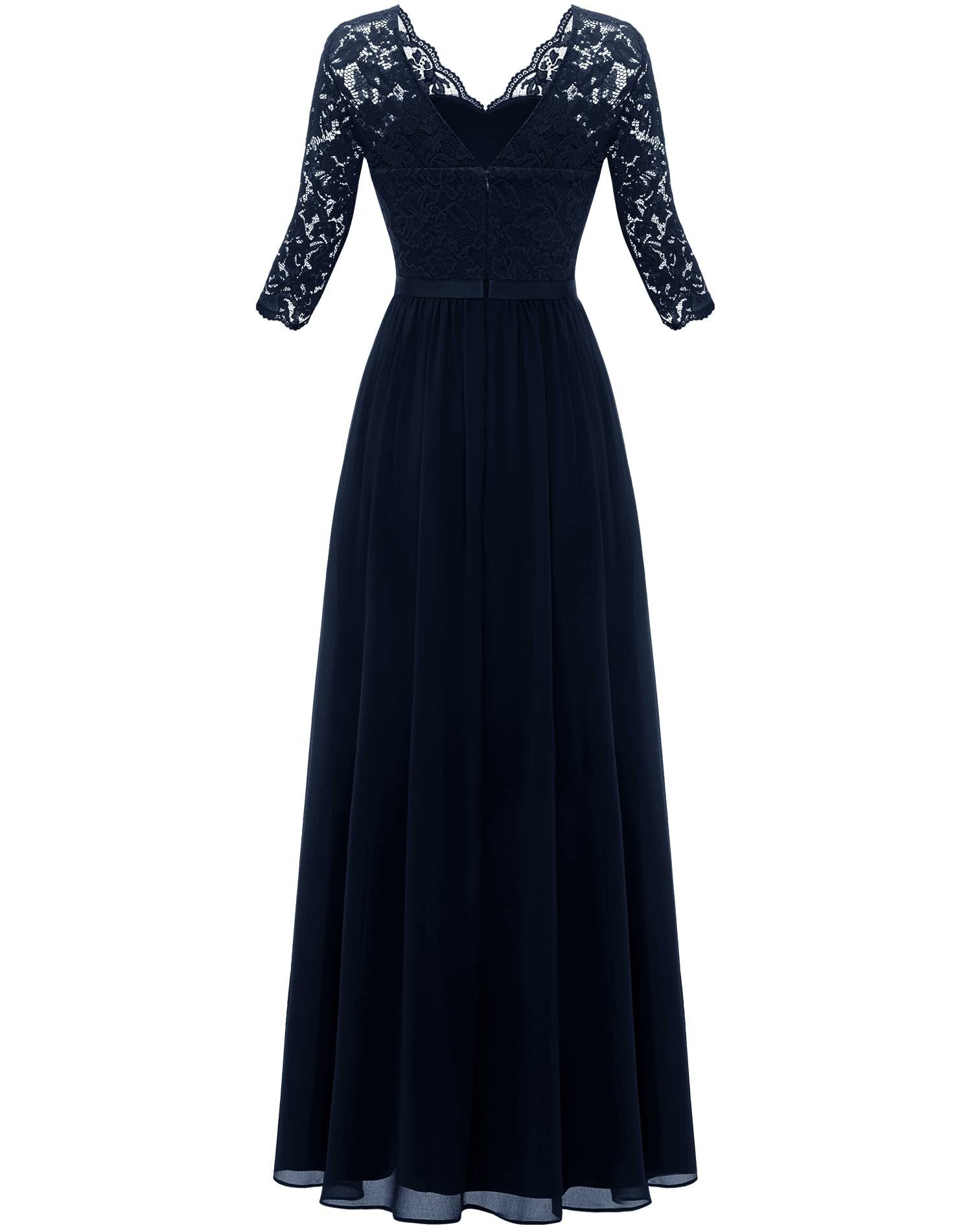 Elegant Lace Patchwork Long Slim Waist Elegant Gown Dress 31