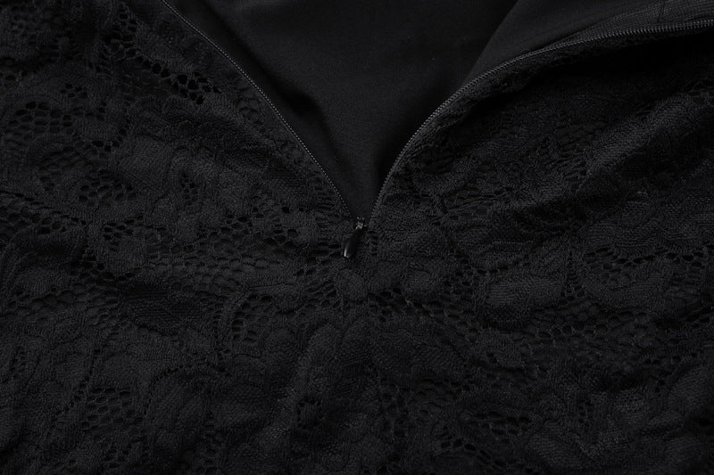 Women's Spring Fashionable And Sexy Lace Patchwork Slim Long Sleeve Dress 9