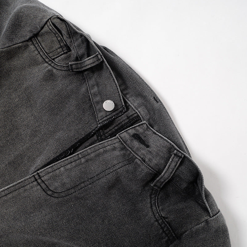 Women Autumn Solid Casual Button Zipper Denim Pleated Skirt 19