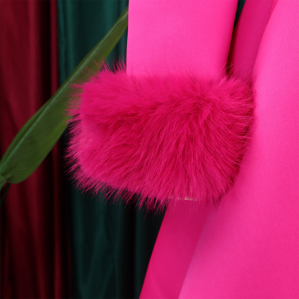 Winter Chic Elegant Fur Decorated Long Sleeve A-Line African Party Dress 23