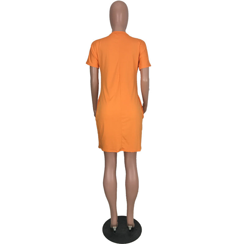 Women's V-Neck Solid Color Women's Fashion Dress 21