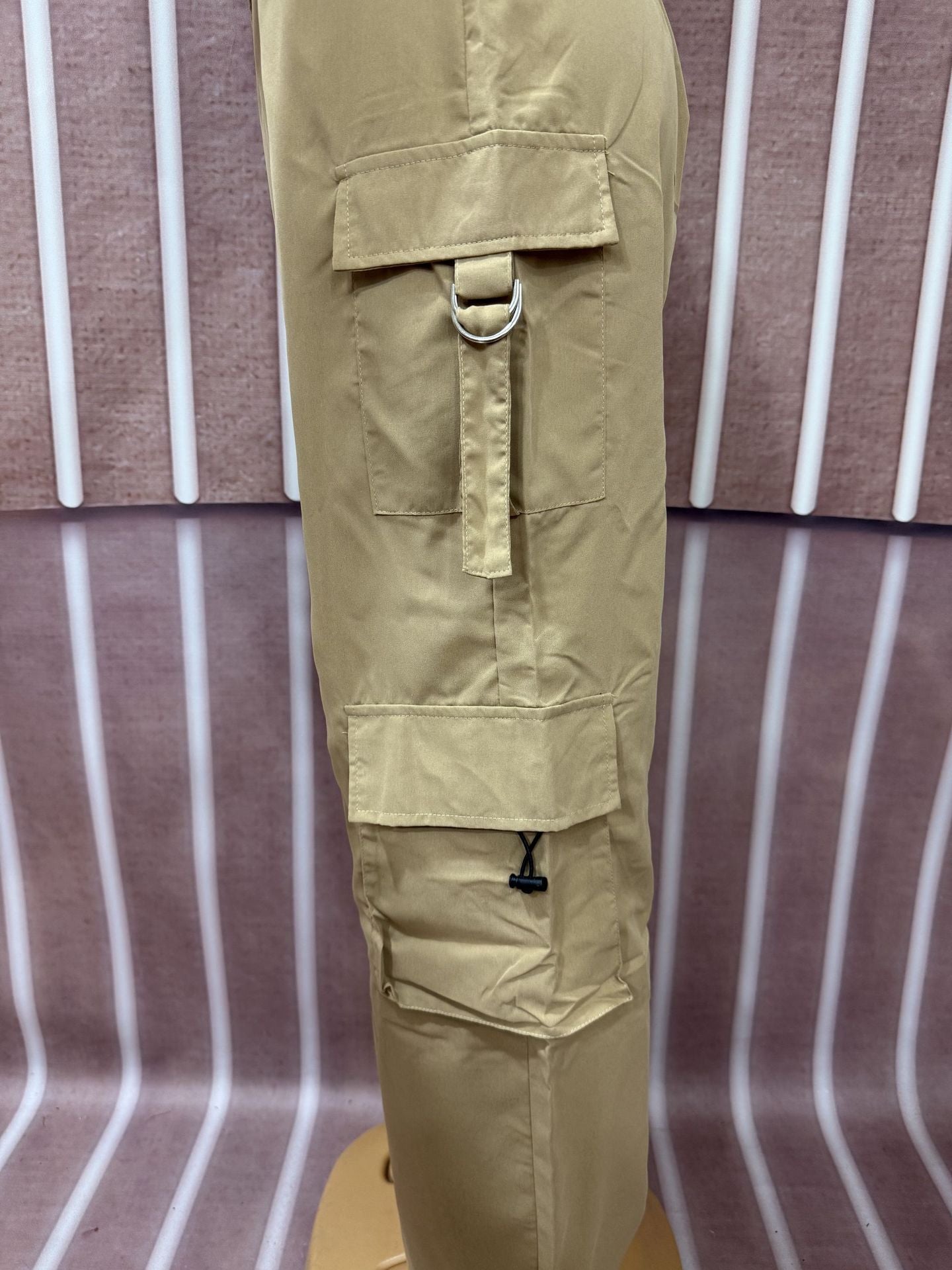 Women Ribbon Short Sleeve Top and Cargo Pants Two-Piece Set 5