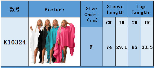 Women's Solid Fall Plus Size Cover Up Irregular Bat Sleeves Dress 13