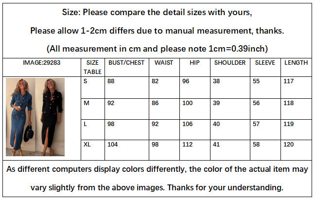 Women casual long-sleeved denim dress 8