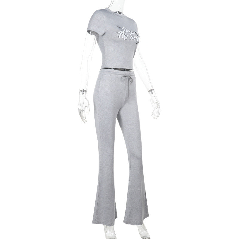 Women Sexy Tank Top Belt drawstring pants two-piece set 10