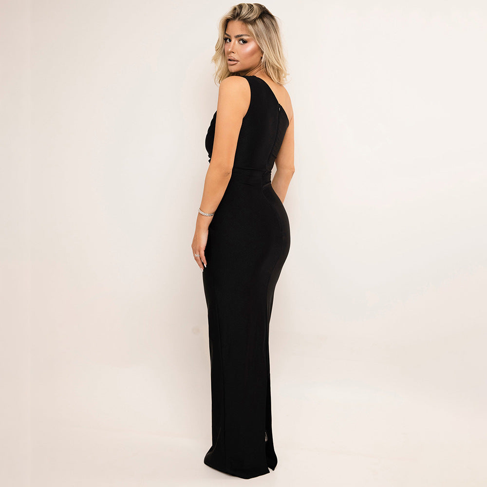 Sexy One-Shoulder Ruffle Bodycon Maxi Dress 5