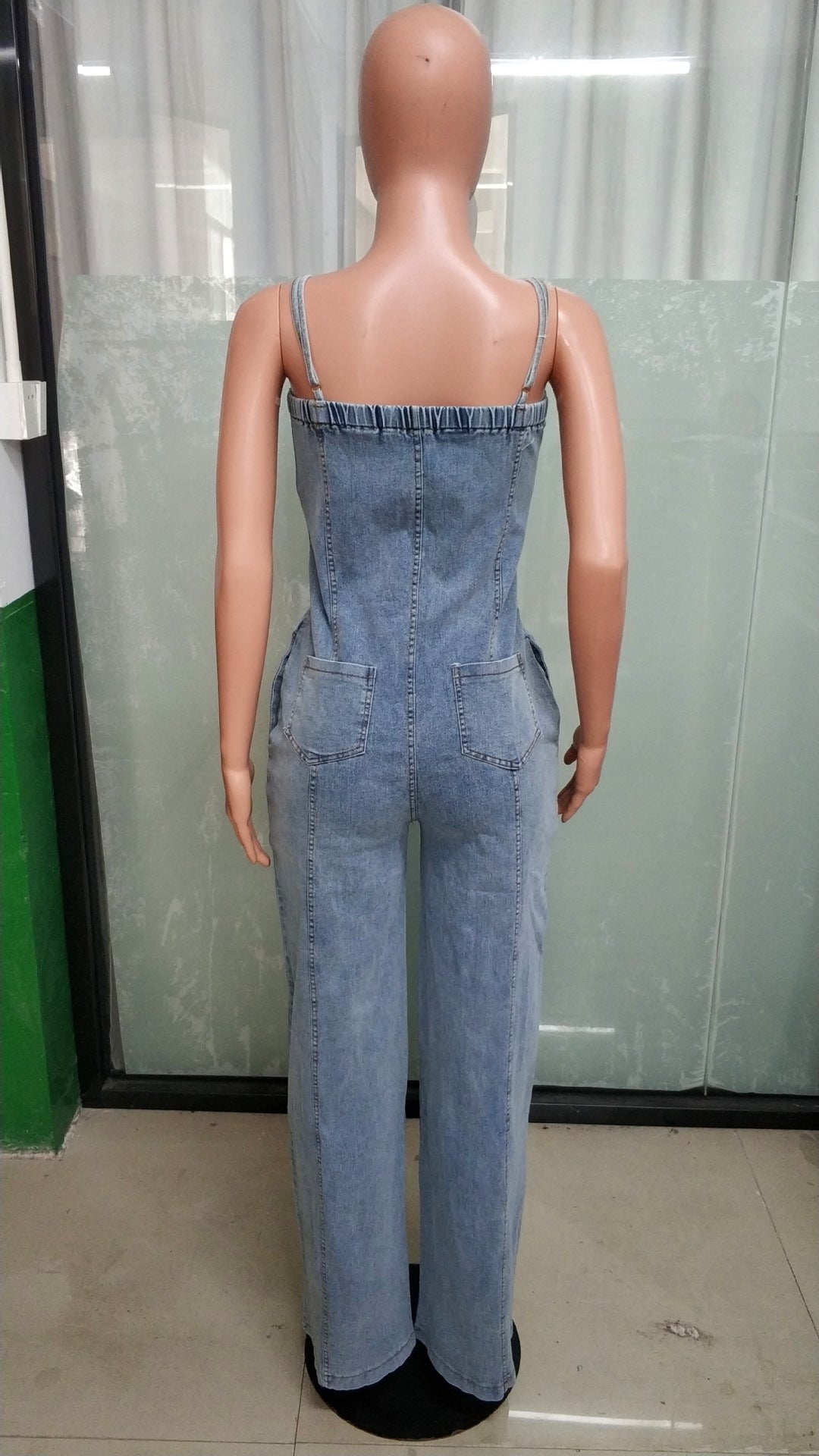 Women Casual Sexy Suspender Denim Jumpsuit 6