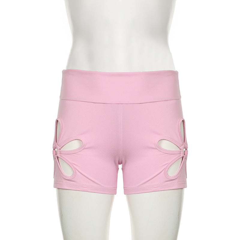 Fashionable Hollow Floral Shorts Outdoor Wear Patchwork Ring Casual Sweatpants 8