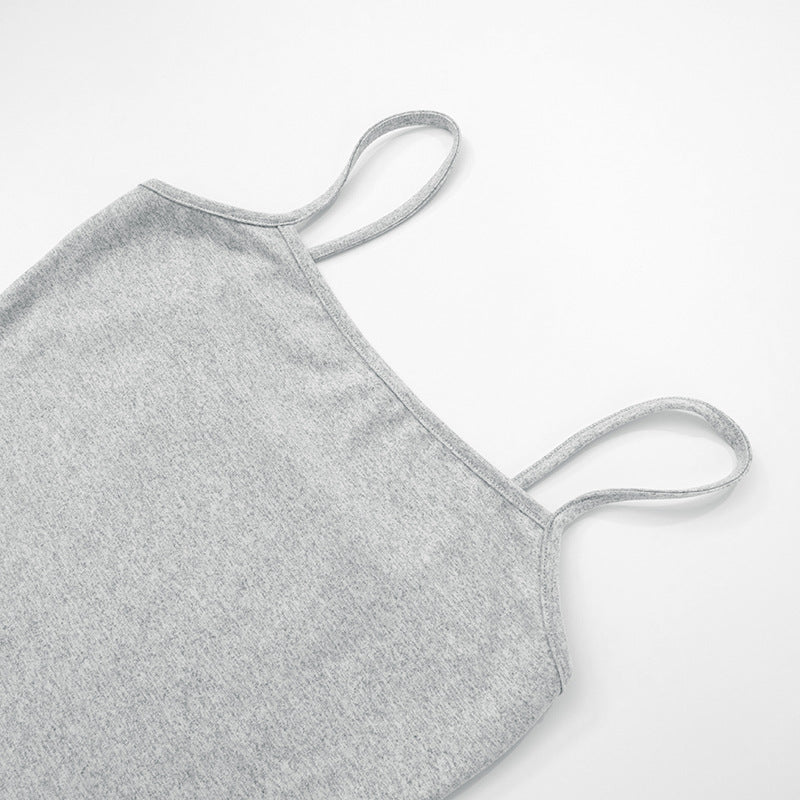 Women's Spring Summer Solid Color Sleeveless Low-Back Sexy Strap Top Pants Two Piece Set 21