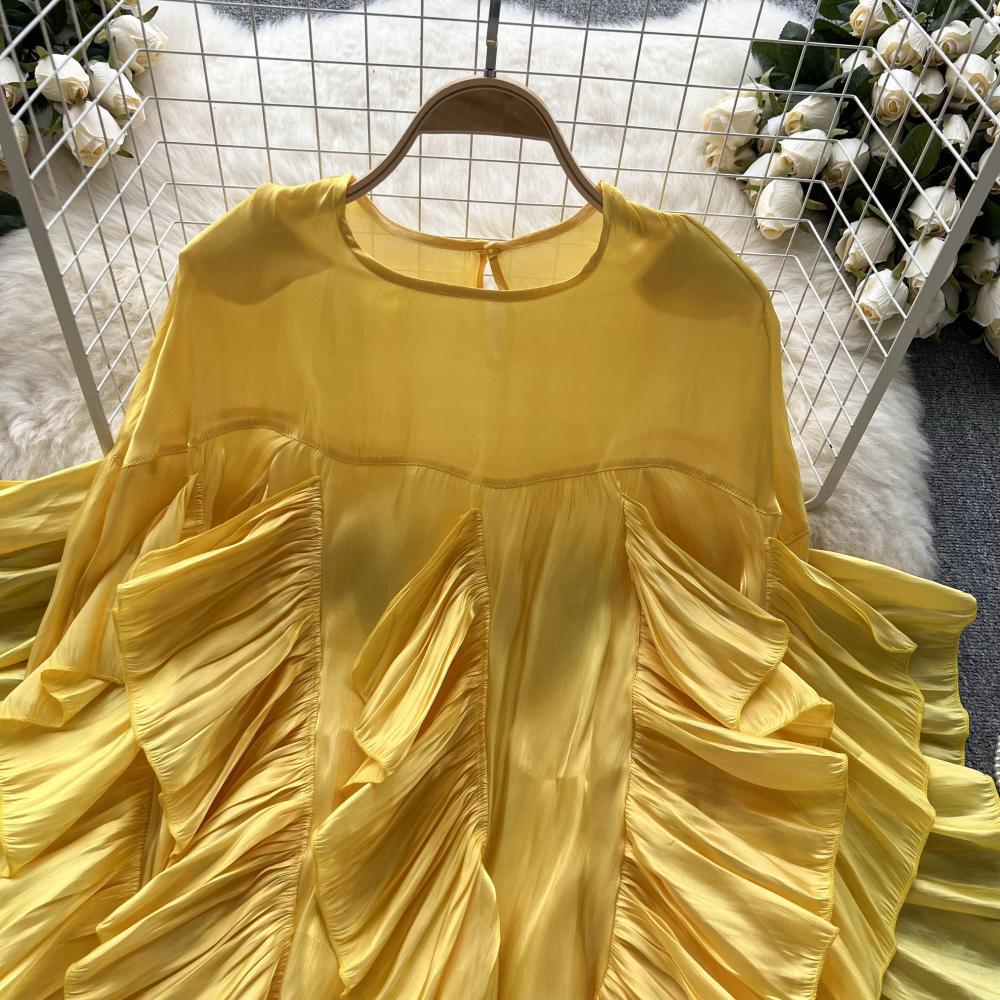 Irregular Ruffled Long-Sleeve Chiffon Blouse Autumn Loose Shirt 6