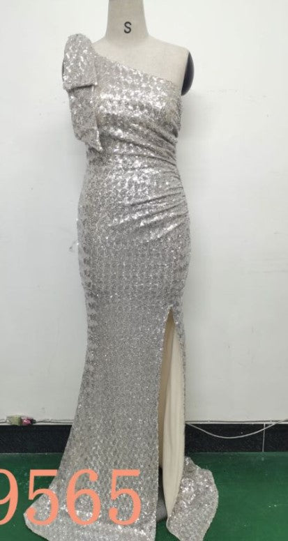 Sequins Clothing Long One-Shoulder Slim-Fit Fishtail Wedding Dress 21