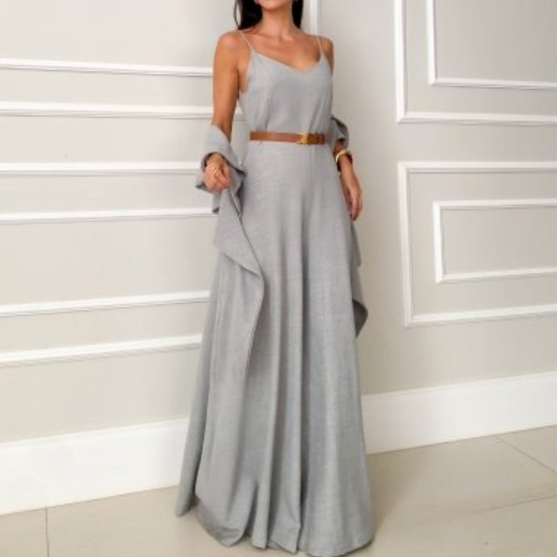 Spring Summer Fashionable Solid Color Sleeveless Strap Wide Leg Loose Women's Jumpsuit 6