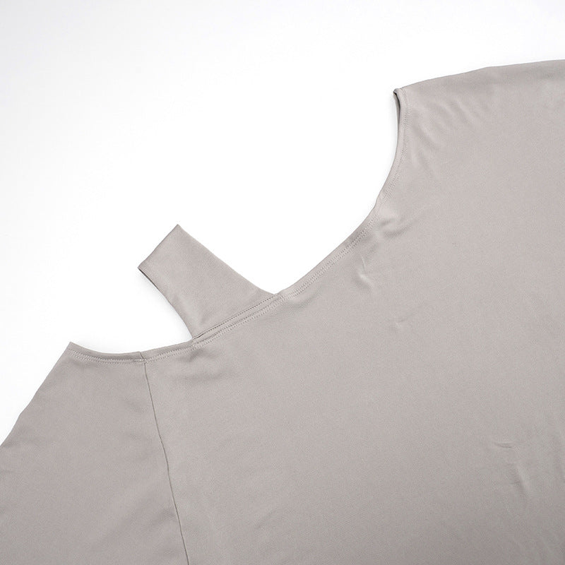 Women's Autumn & Winter Solid Color Casual Slash Shoulder One-Shoulder Lantern Long Sleeve Bell Bottom Pants Set 17