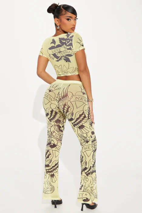 Summer Print Fashion Casual Hollow Short Sleeve Two Piece Pants Set 3