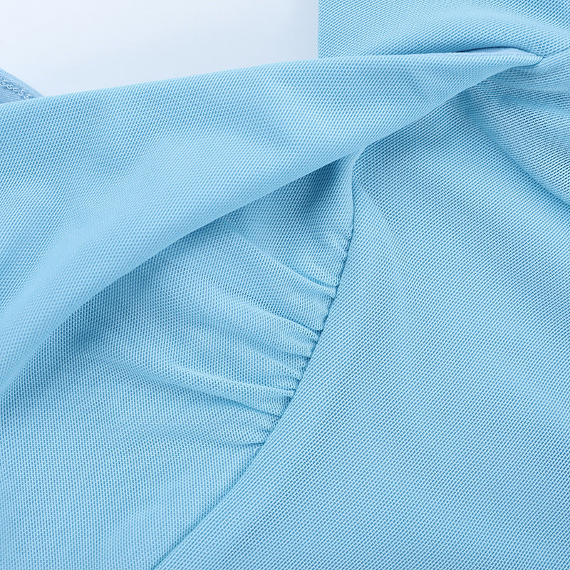 V-Neck Slim Waist Strap Dress Summer Solid Holiday Dress 10