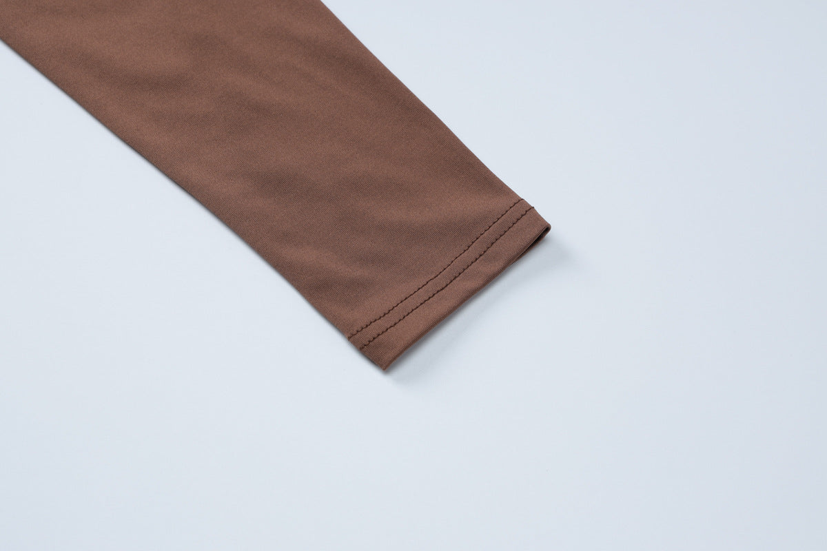 Women's Autumn Long Sleeve Halter Neck Top Pleated Slim Bell Bottom Trousers Fashion Sports Two Piece Set 14