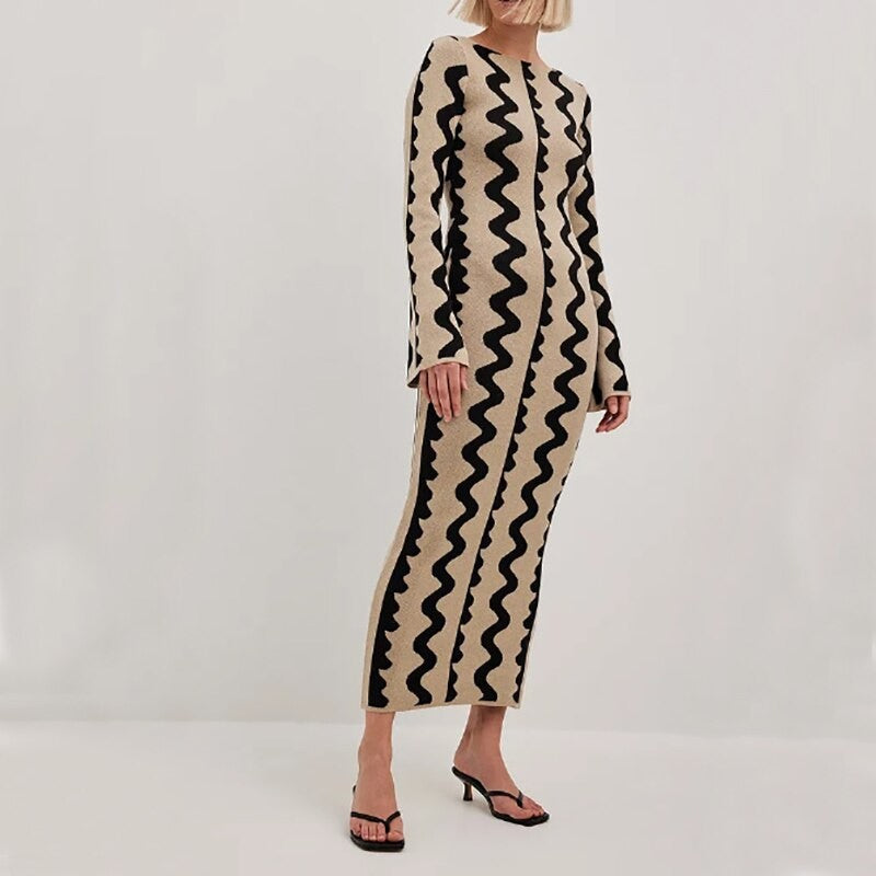 spring and autumn slim fashion printed dress 11