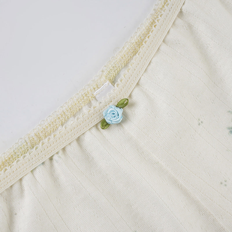 Women Floral Contrast Comfortable Crop Suspender Top and Shorts Two-piece Set 20