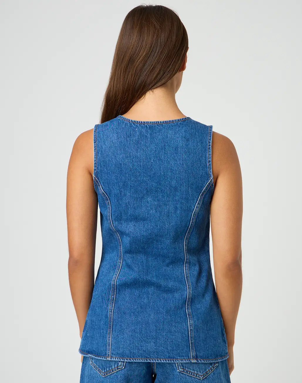 Spring Summer fashion sleeveless Slim Waist high waist loose Denim Shorts set 10