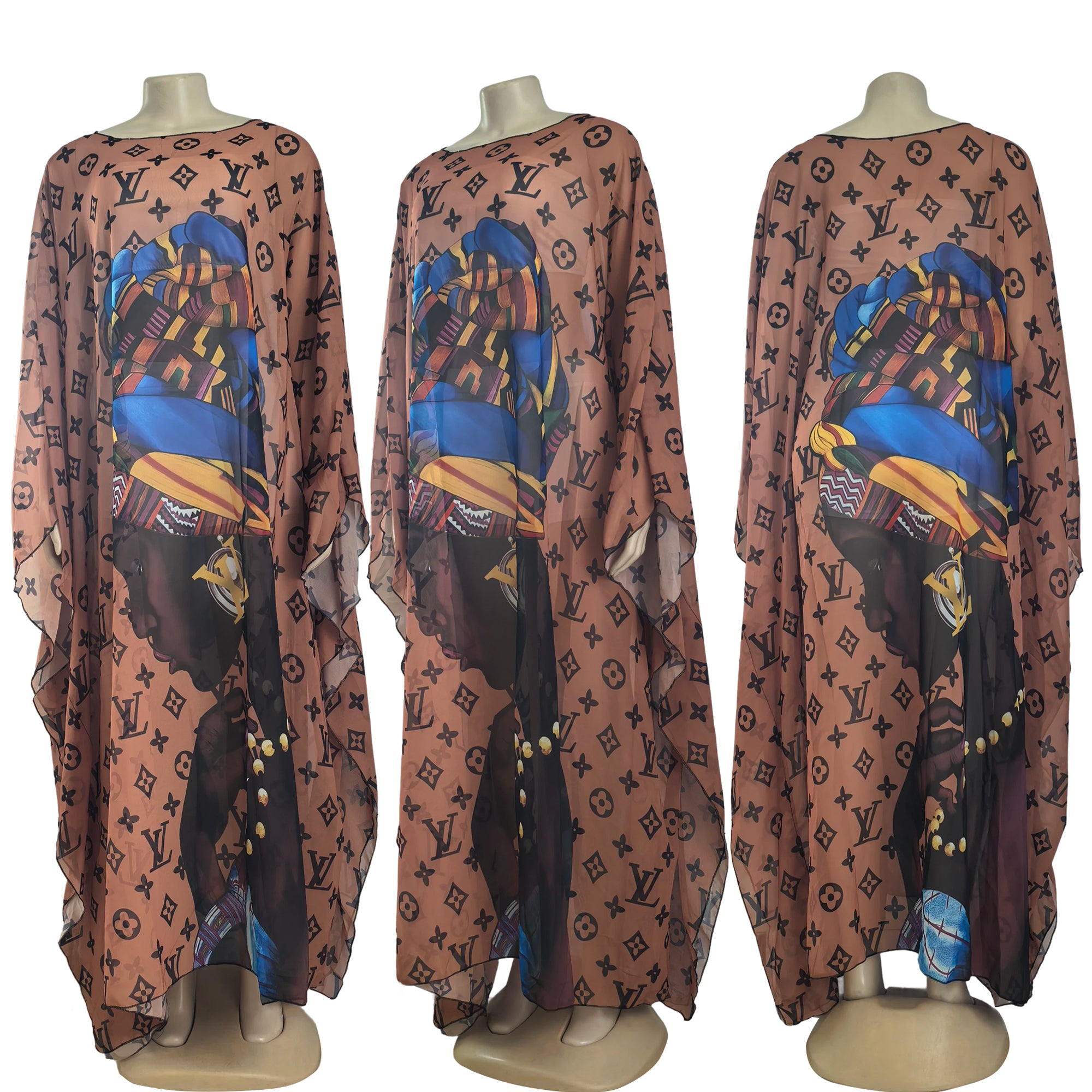 Women's Fashion Beach Holiday Printed Sexy See-Through Mesh Sleeveless Maxi Dress 20